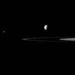 Five of Saturn's moons in a single shot. Janus, Pandora, Enceladus, Reah, and Mimas